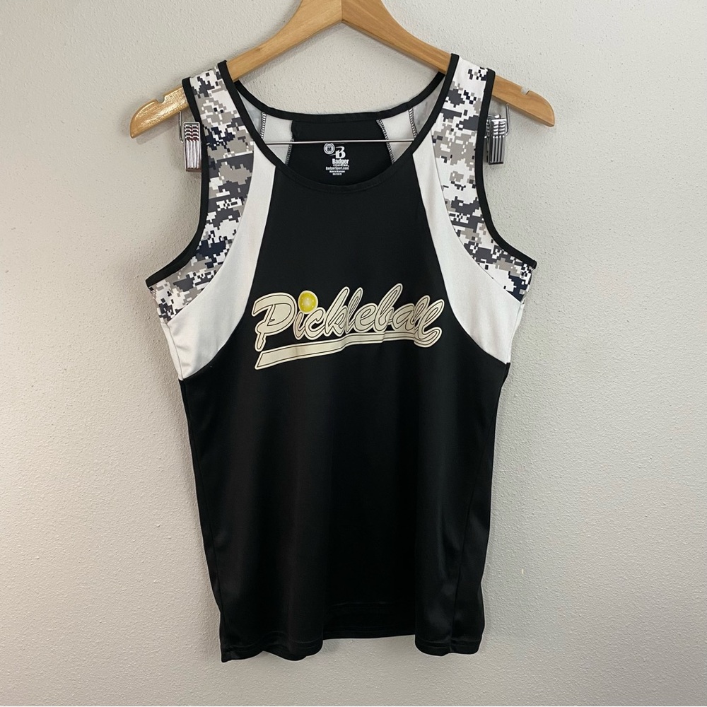 Pickleball Black and White Tank Top‎ Woman's Size Medium